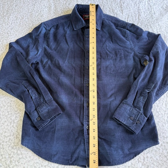 UNTUCKit Men’s Corduroy Navy Plaid Long-Sleeve Button-Down Shirt Medium Slim Fit - Picture 6 of 10